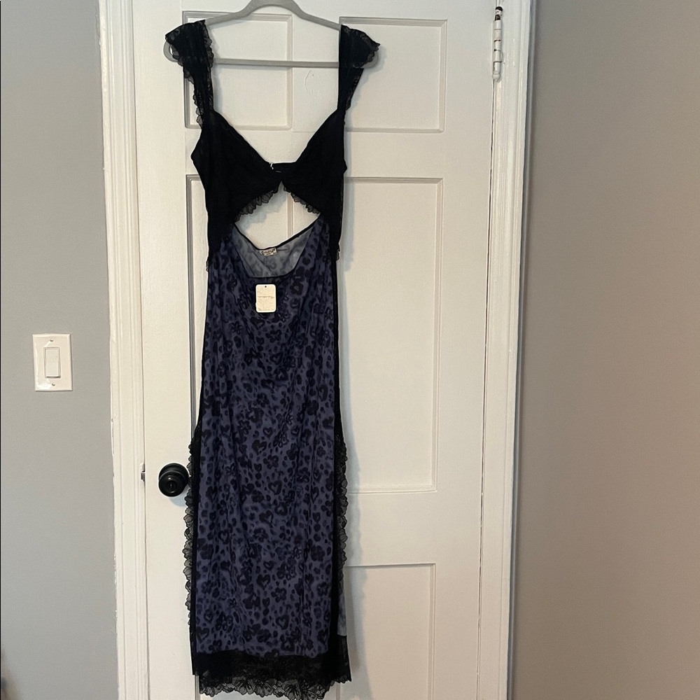 Free people suddenly fine floral slip maxi dress navy animal print - NWT - Picture 3 of 8